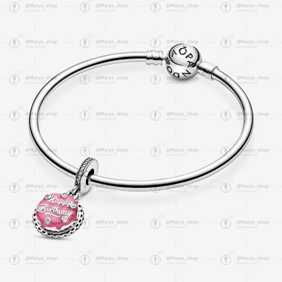 Pandora Birthday Cake Silver Dangle – Clear CZ & Pink Enamel - Picture 4 of 6